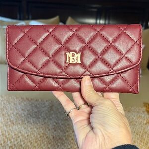 Badgley Mischka Maroon Quilted Wallet